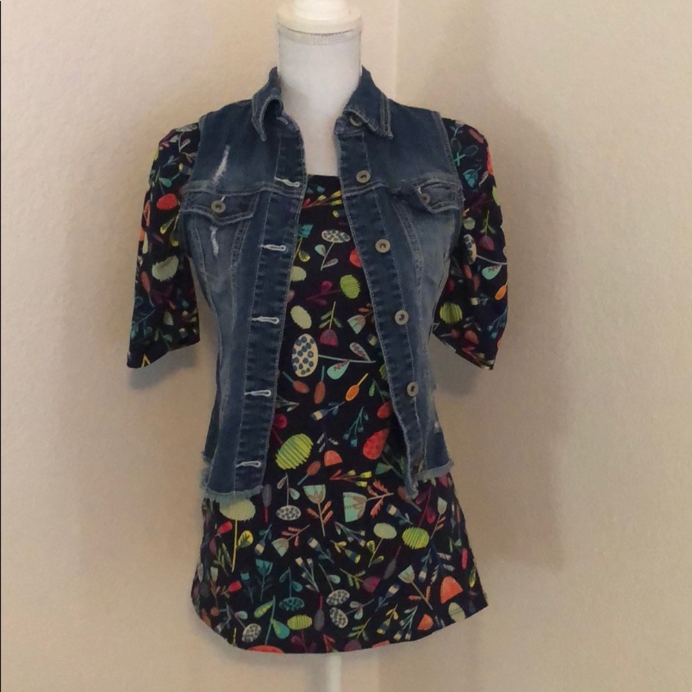 Lularoe Gigi top and Maurices vest